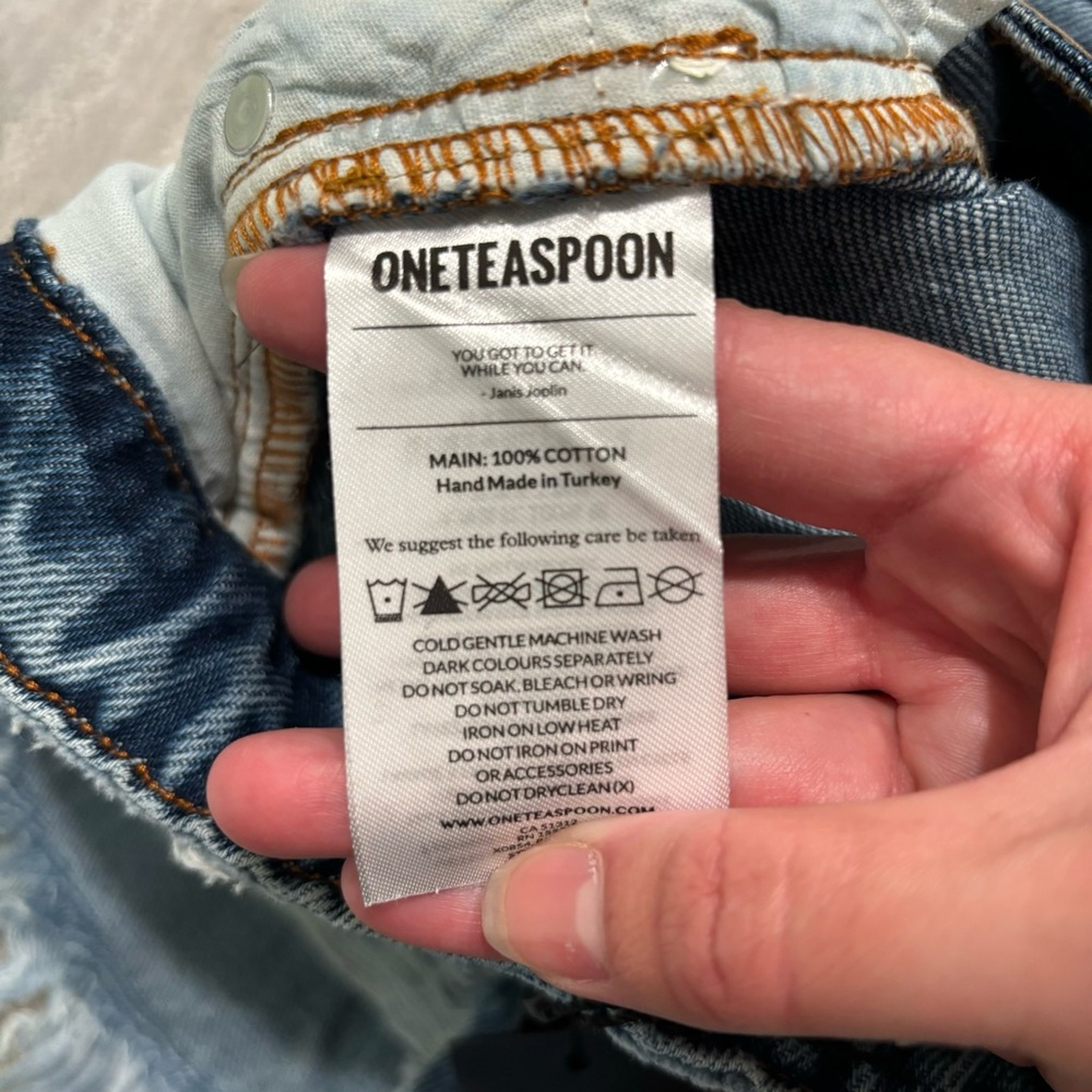 NWT One Teaspoon Longline Distressed Trucker Shorts Organic Cotton Women’s Sz 24 - Picture 7 of 7